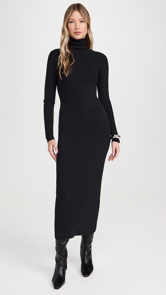 Enza Costa Silk Sweater Rib Ankle Turtleneck Dress | Shopbop Product Image