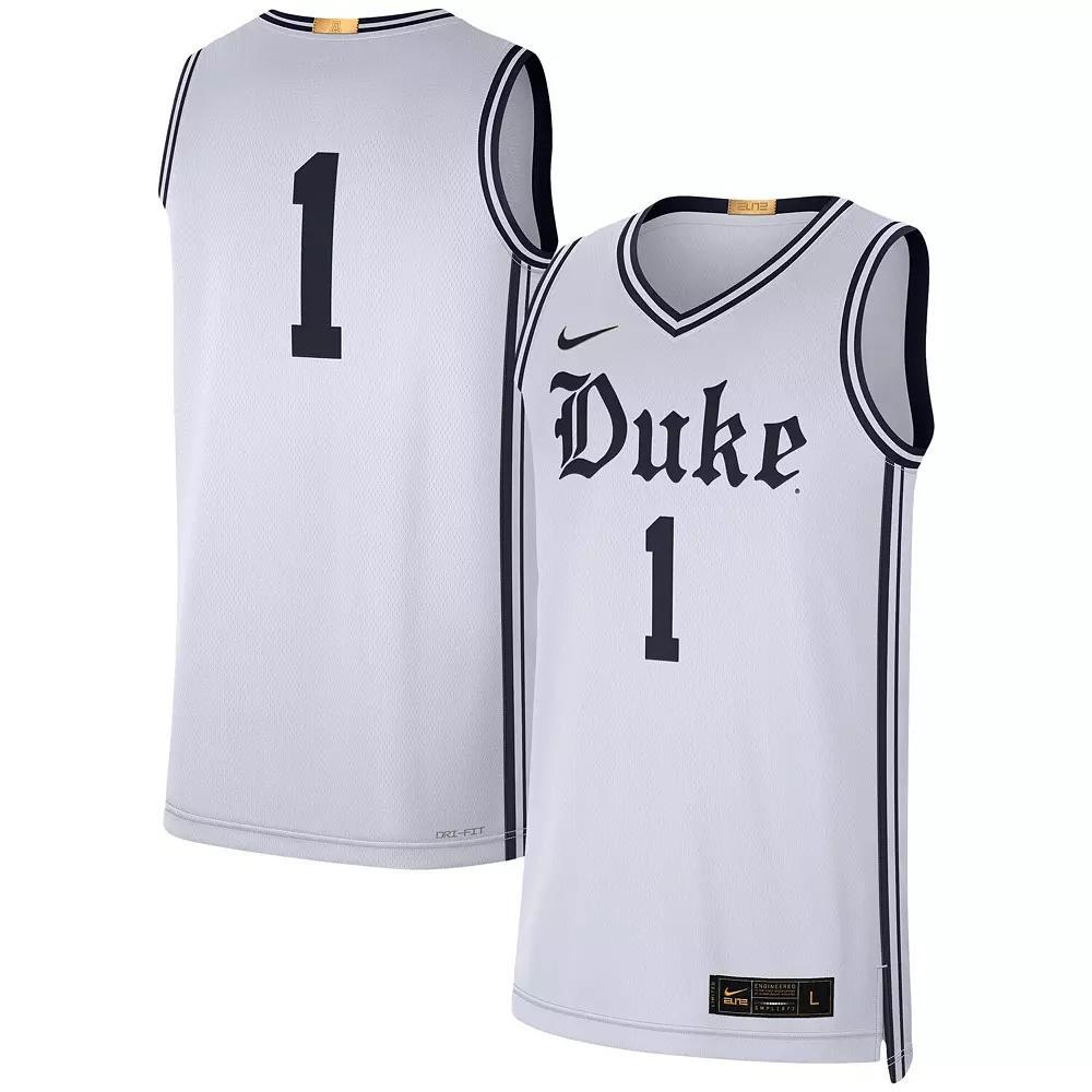 Men's Nike #1 White Duke Blue Devils Limited Authentic Jersey, Size: Medium Product Image