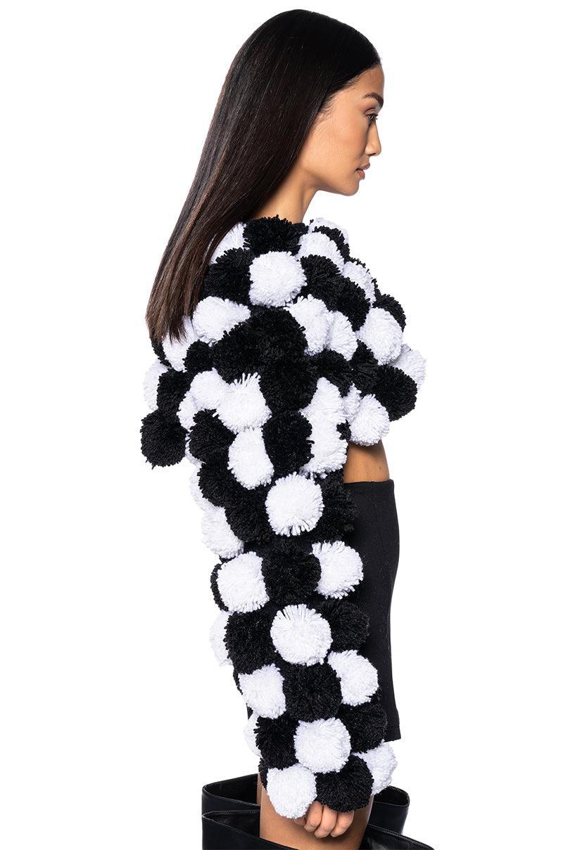 CROPPED POM POM CARDIGAN Product Image