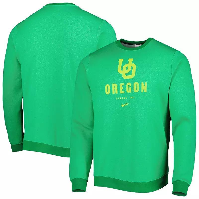 Men's Nike Green Oregon Ducks Vault Stack Club Fleece Pullover Sweatshirt, Size: 2XL Product Image