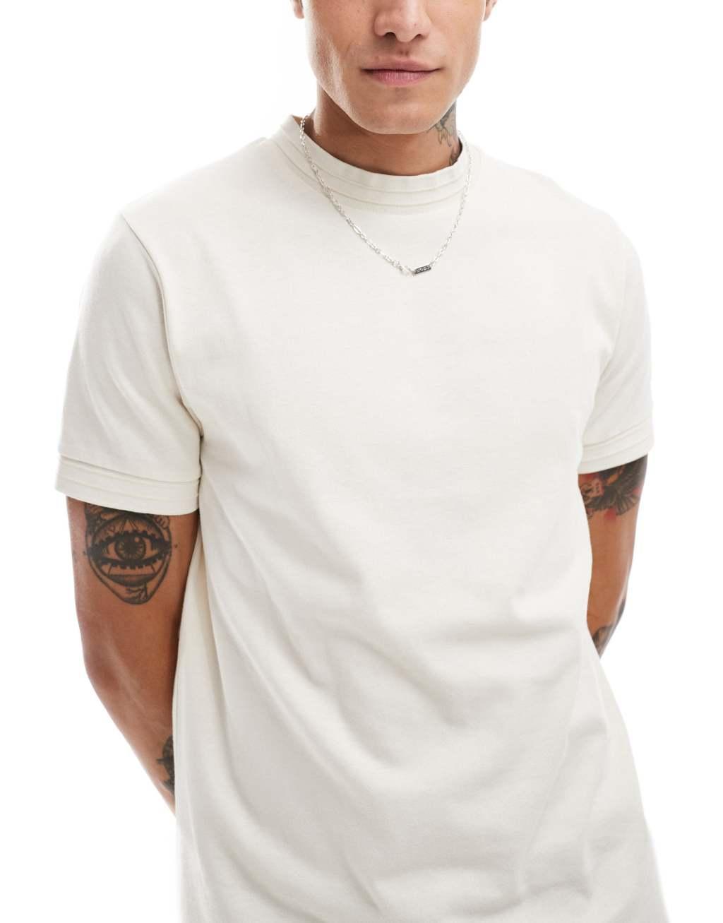 ASOS DESIGN textured t-shirt in ecru Product Image