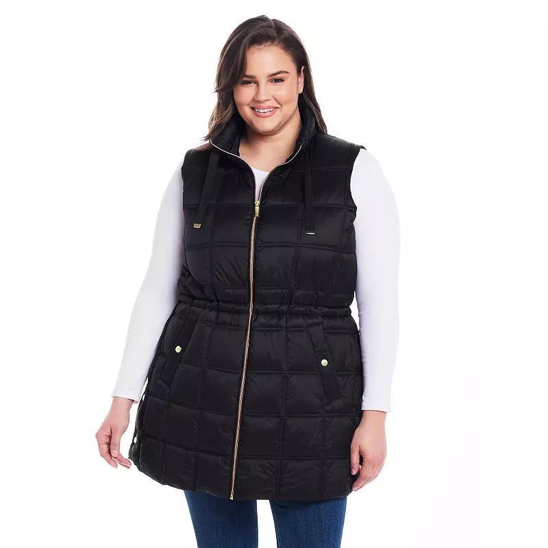 Plus Size Weathercast Box Quilted Longline Puffer, Women's, Size: 1XL, Merlot Product Image