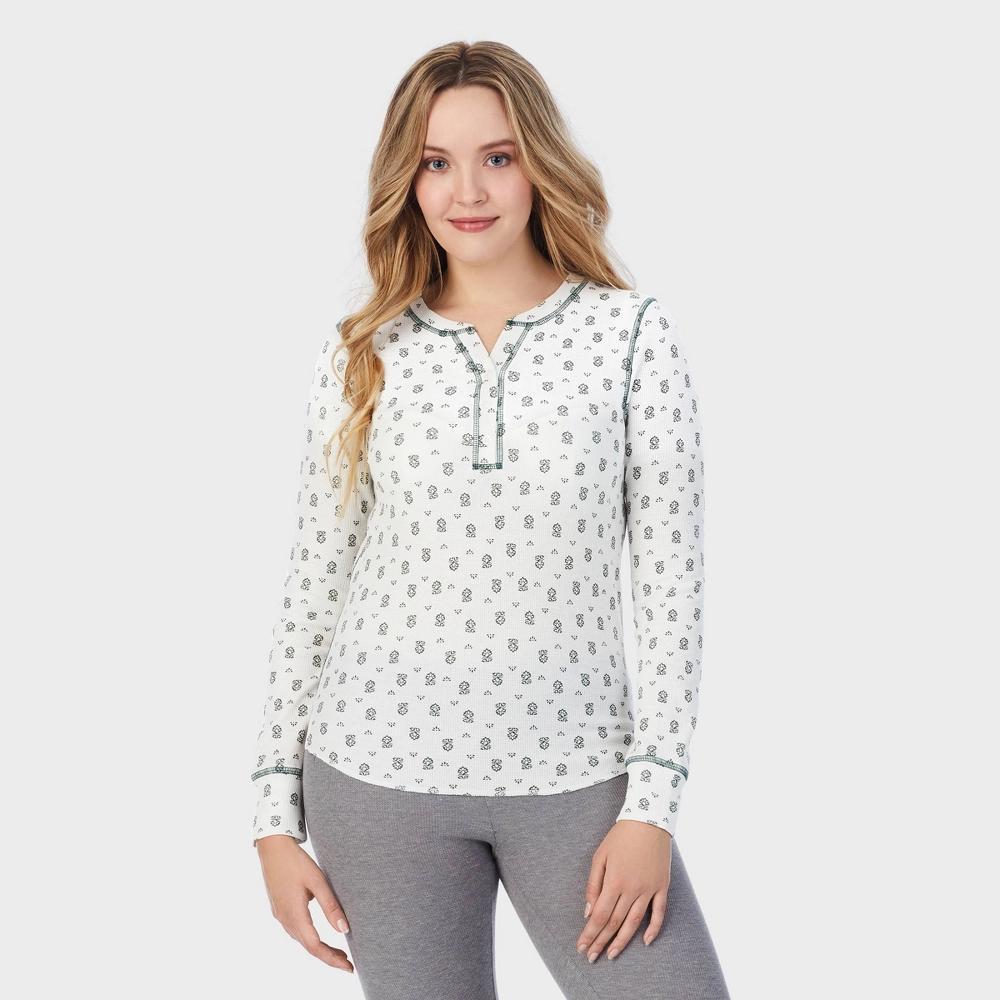 Warm Essentials by Cuddl Duds Women's Waffle Long Sleeve Henley Pajama Top Product Image