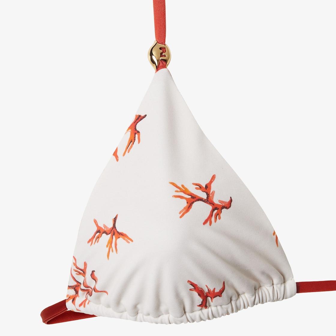 Bikini TopWhite Lycra® bikini top with coral print Product Image