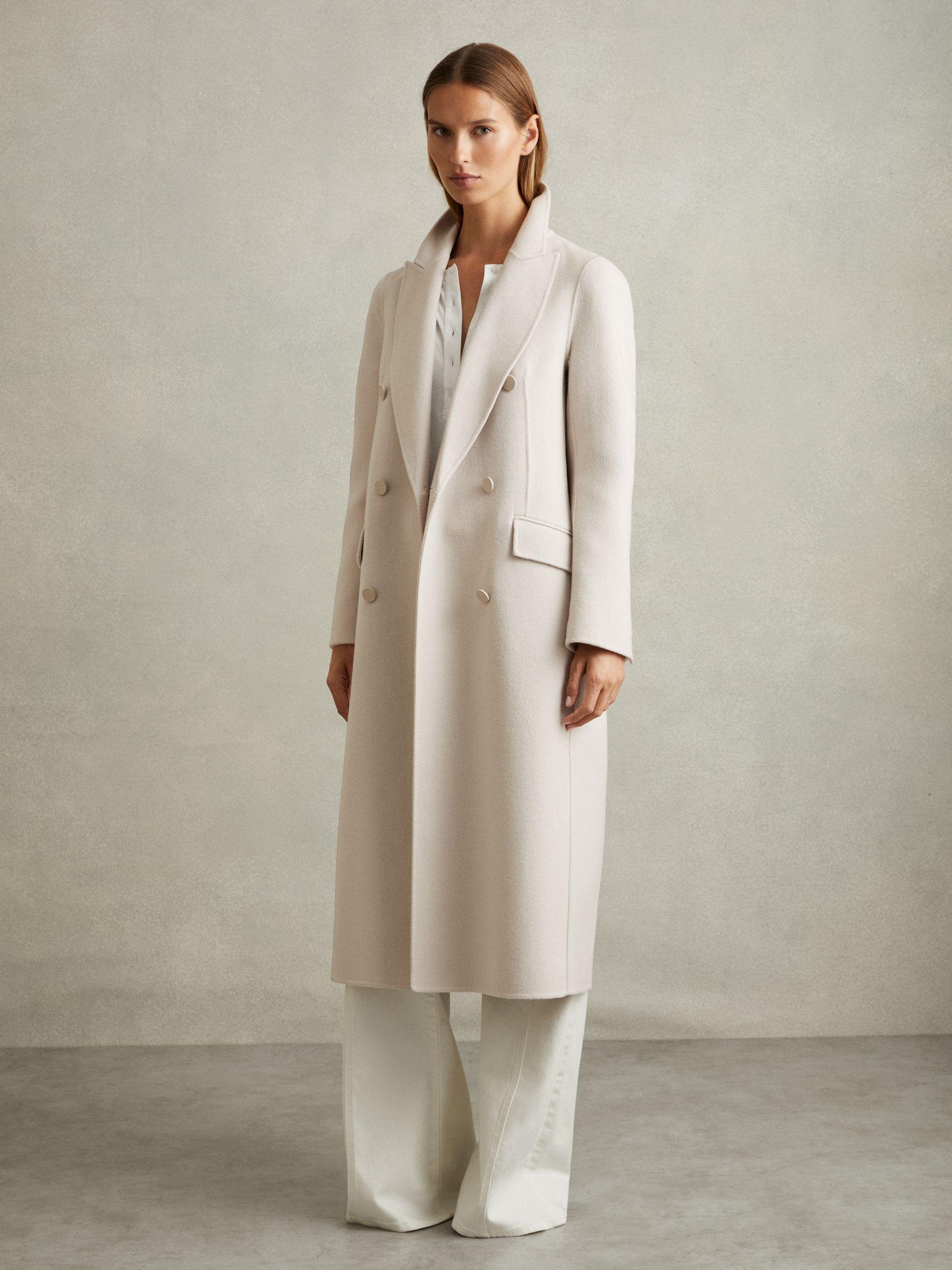 Wool-Blend Double-Breasted Blindseam Coat in Neutral Product Image