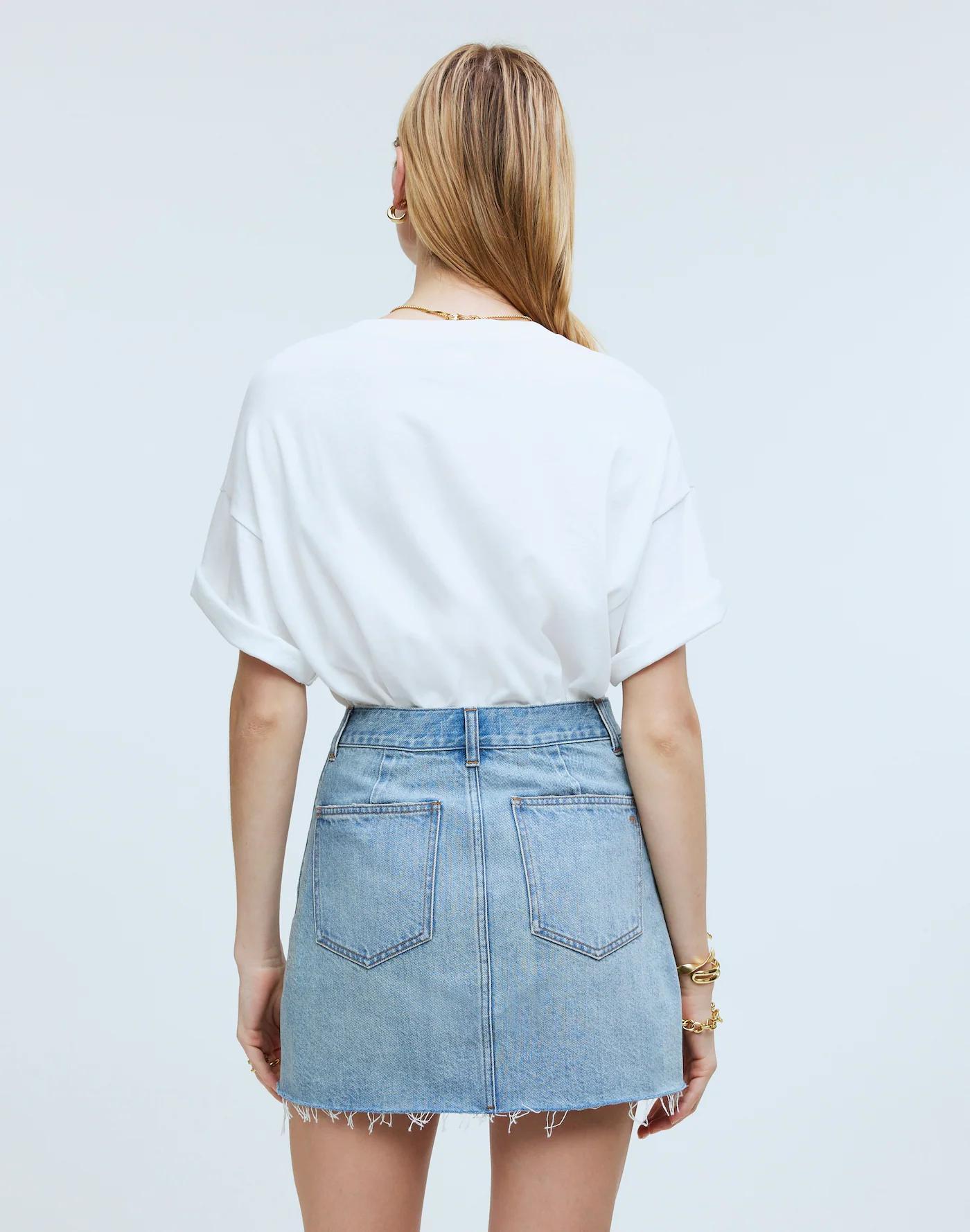 Denim Crossover-Waist Mini Skirt Product Image