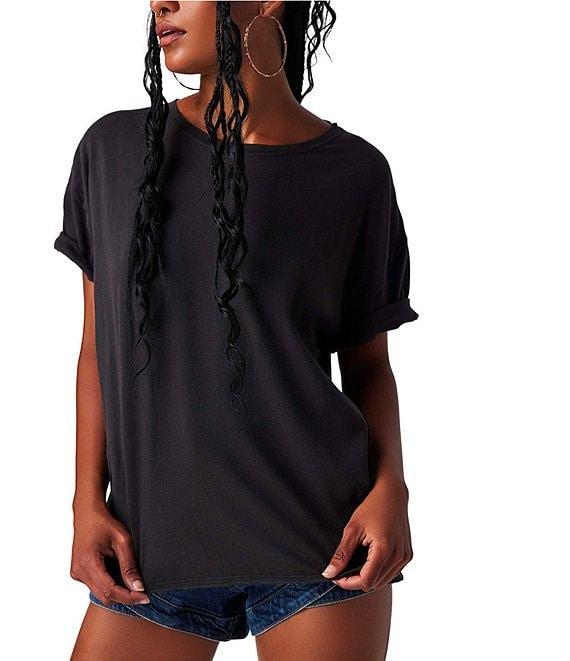 Free People Nina Short Sleeve Raw Edge Crew Neck Boxy Tee Shirt Product Image