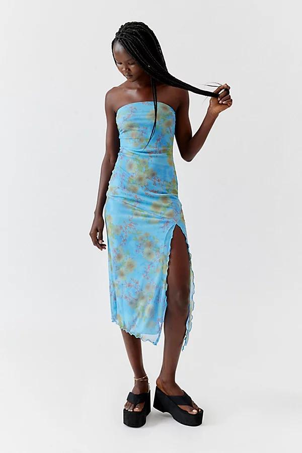 Urban Outfitters UO Samara Mesh Strapless Midi Dress Womens at Urban Outfitters Product Image