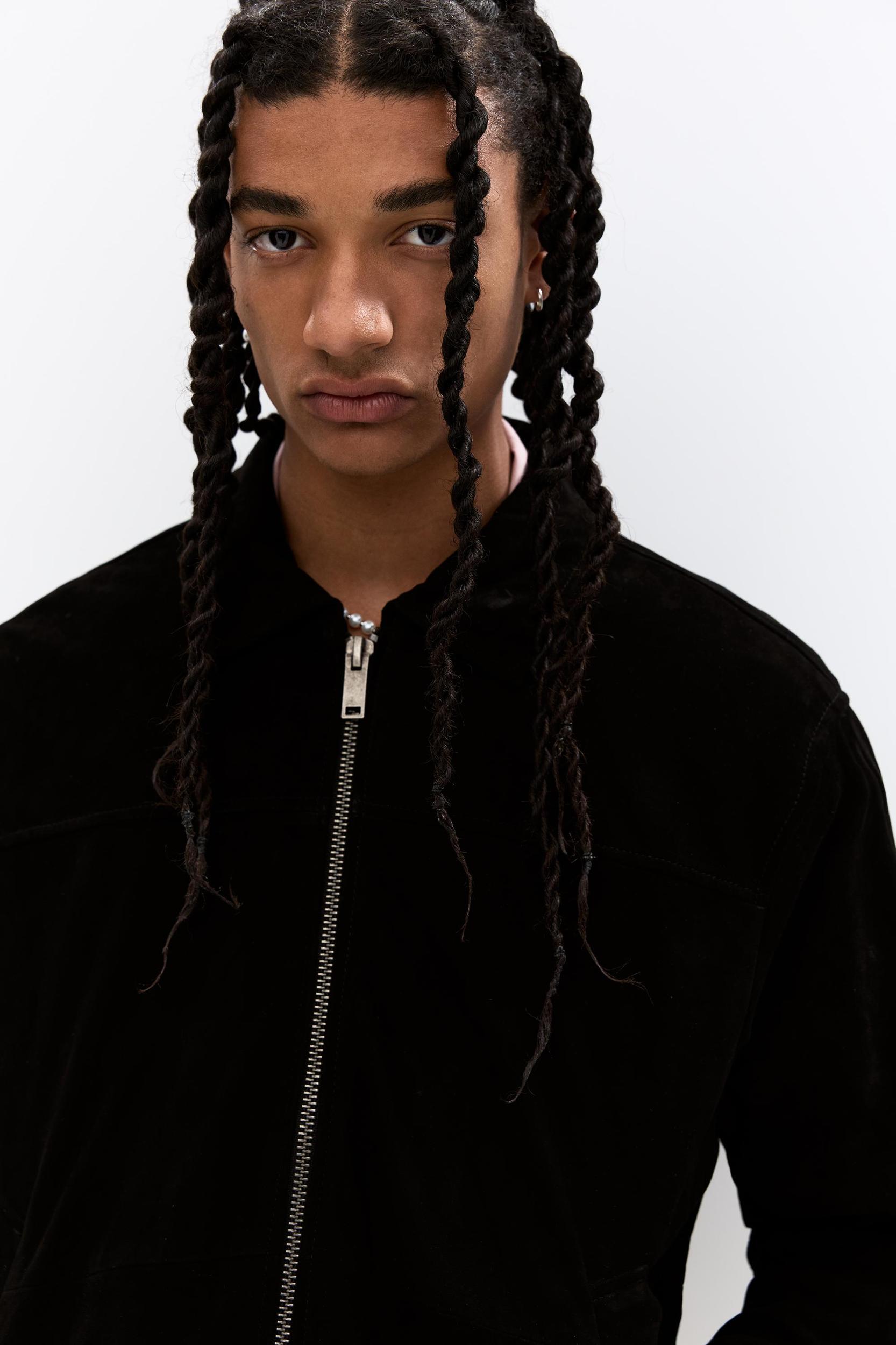 Black faux suede jacket Product Image