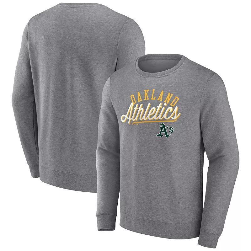Men's Fanatics Branded Heather Gray Oakland Athletics Simplicity Pullover Sweatshirt,  Product Image