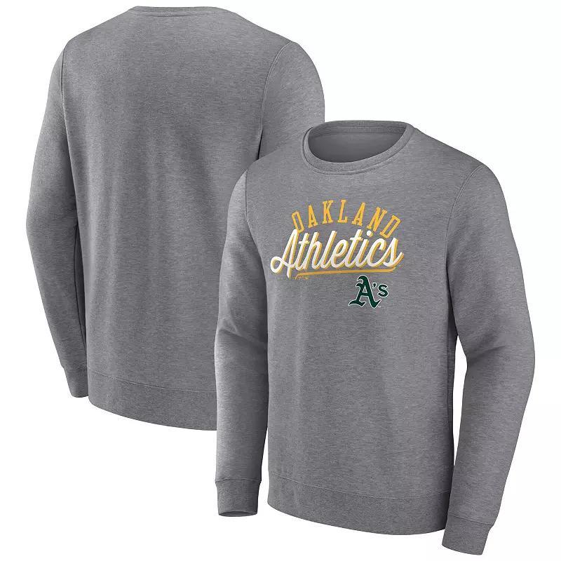 Men's Fanatics Branded Heather Gray Oakland Athletics Simplicity Pullover Sweatshirt,  Product Image
