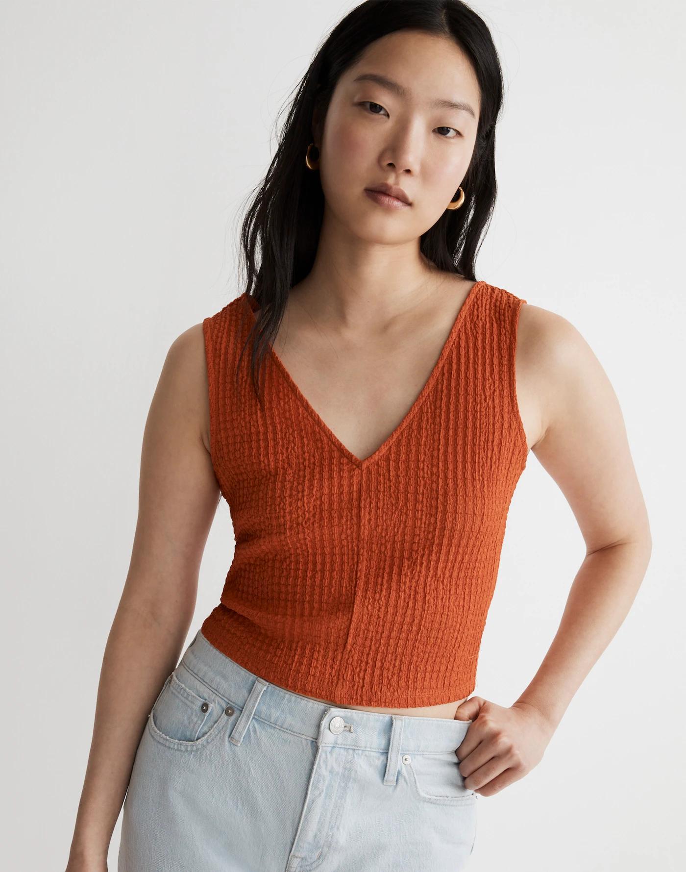 V-Neck Sleeveless Crop Top Product Image