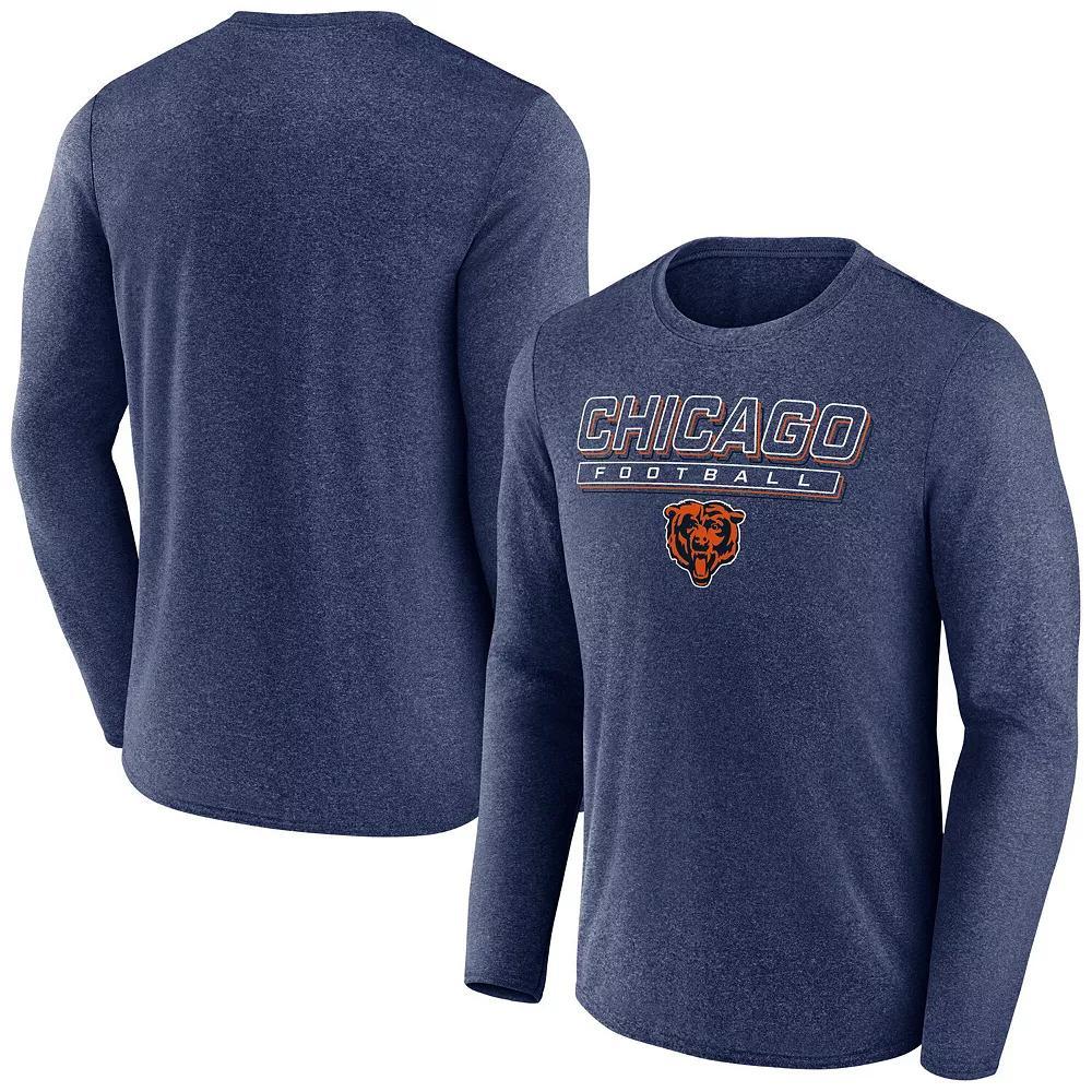 Men's Fanatics  Heather Navy Chicago Bears Fundamentals Long Sleeve T-Shirt, Size: 4XL, Blue Product Image