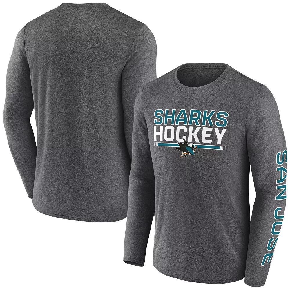 Mens Fanatics Heather Charcoal San Jose Sharks Sweep Iconic Synthetic Long Sleeve T-Shirt Product Image
