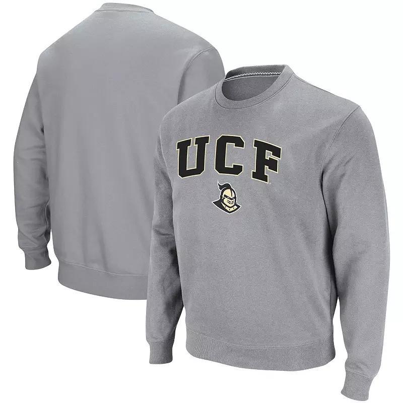 Men's Colosseum Heathered Gray UCF Knights Arch & Logo Tackle Twill Pullover Sweatshirt, Size: XL, Grey Product Image