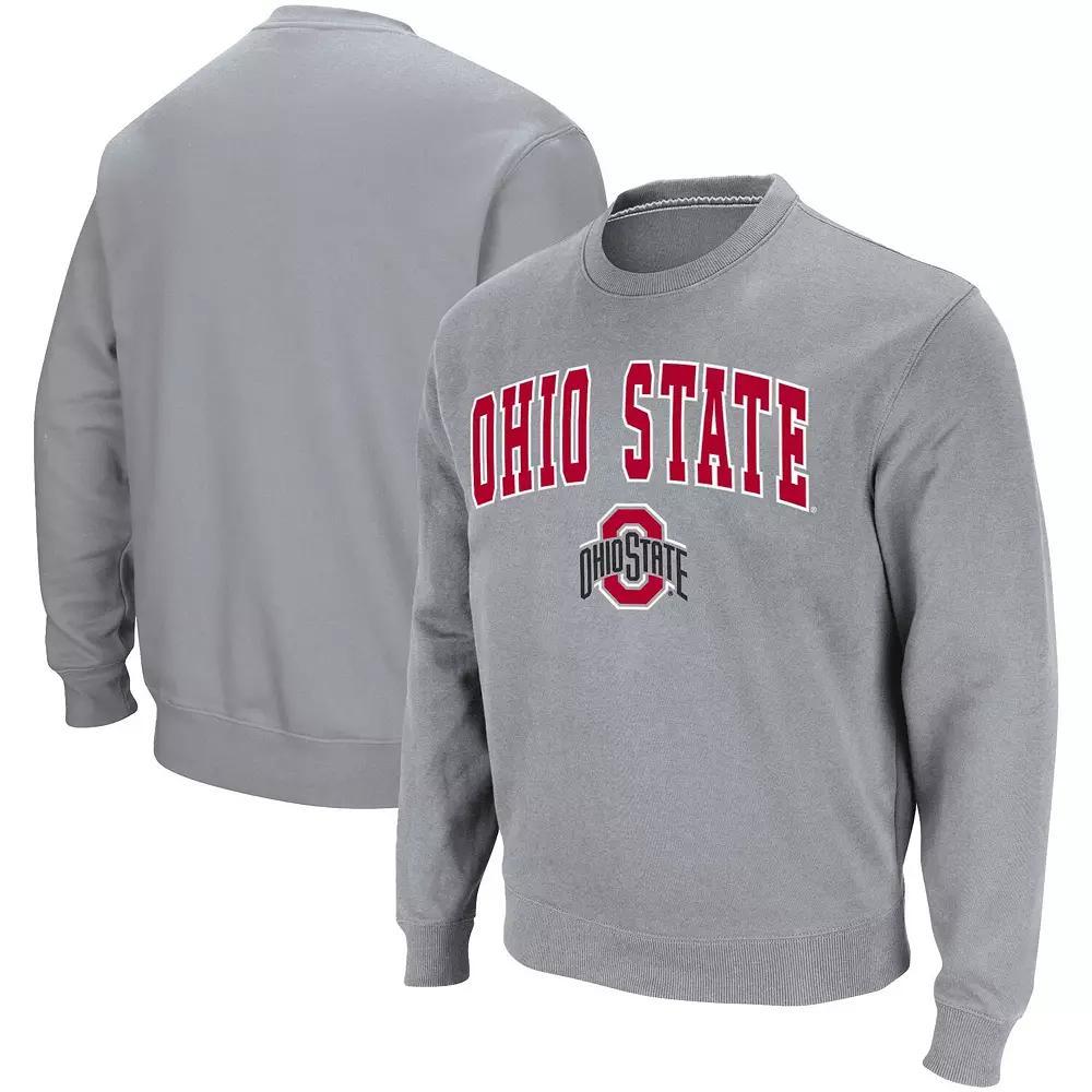 Men's Colosseum Heathered Gray Ohio State Buckeyes Team Arch & Logo Tackle Twill Pullover Sweatshirt,  Product Image