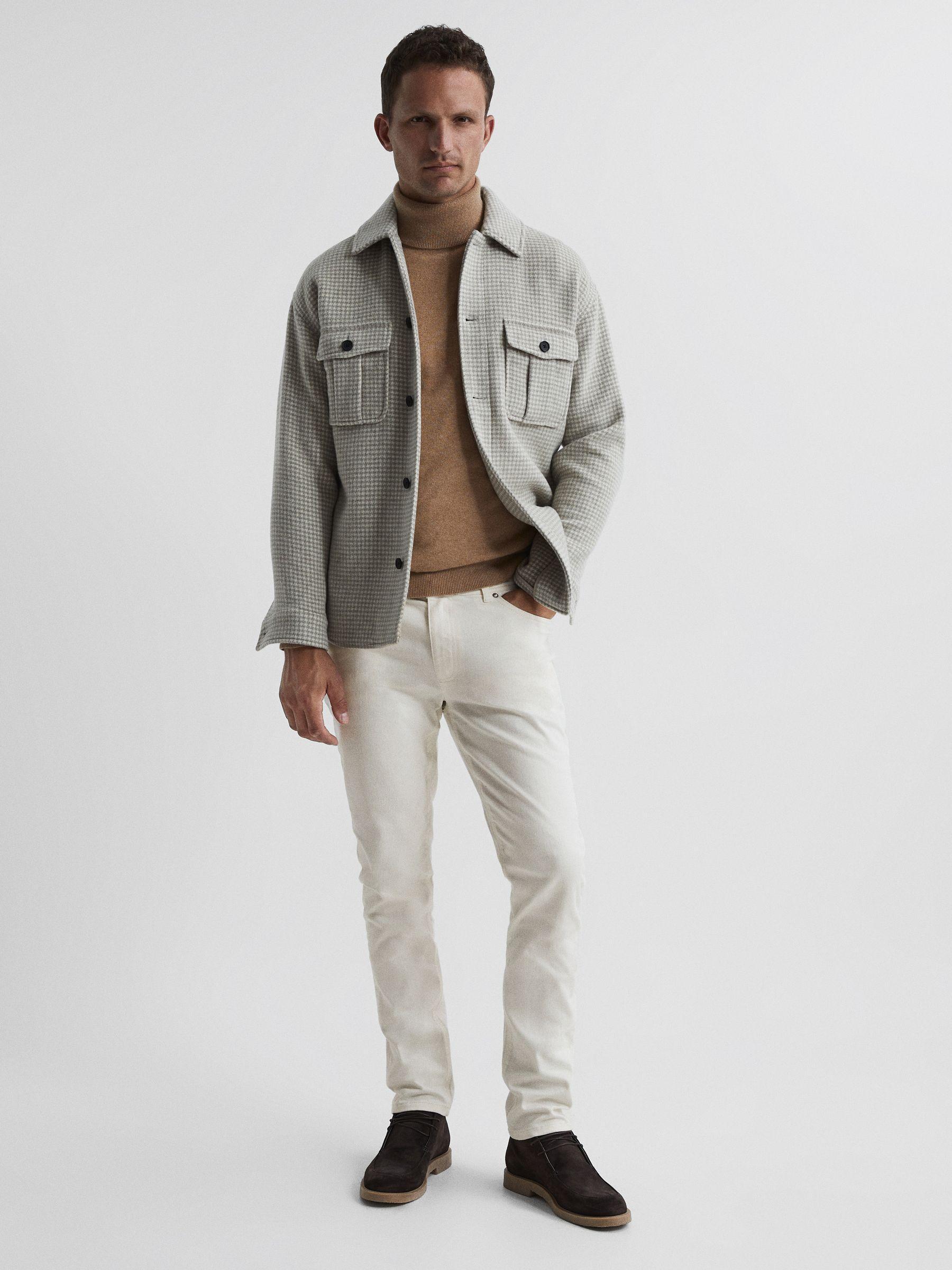Tapered Slim Fit Stretch Jeans in Ecru Product Image