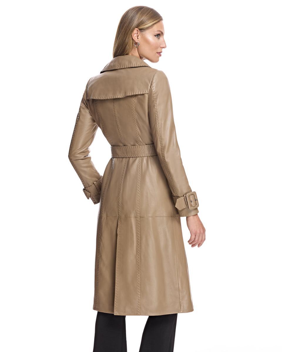 Leather Belted Trench Coat Product Image