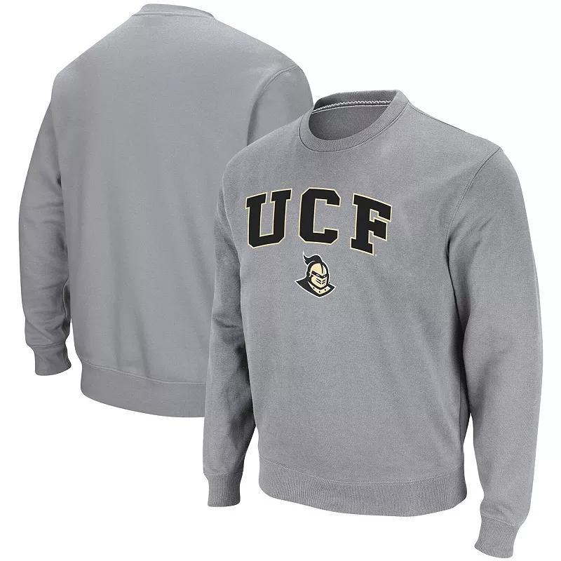 Men's Colosseum Heathered Gray UCF Knights Arch & Logo Tackle Twill Pullover Sweatshirt,  Product Image