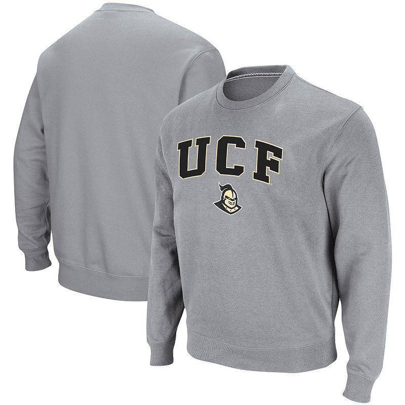 Mens Colosseum Heathered Gray UCF Knights Arch & Logo Tackle Twill Pullover Sweatshirt Product Image