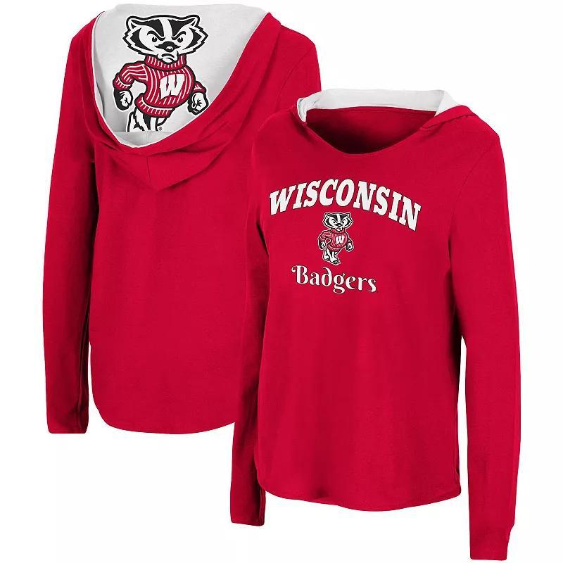 Womens Colosseum Wisconsin Badgers Catalina Hoodie Long Sleeve T-Shirt Product Image