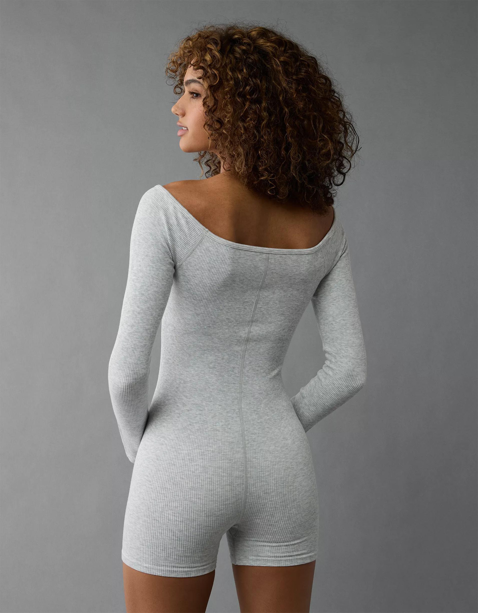 AE Off-The-Shoulder Seamless Lounge Romper Product Image