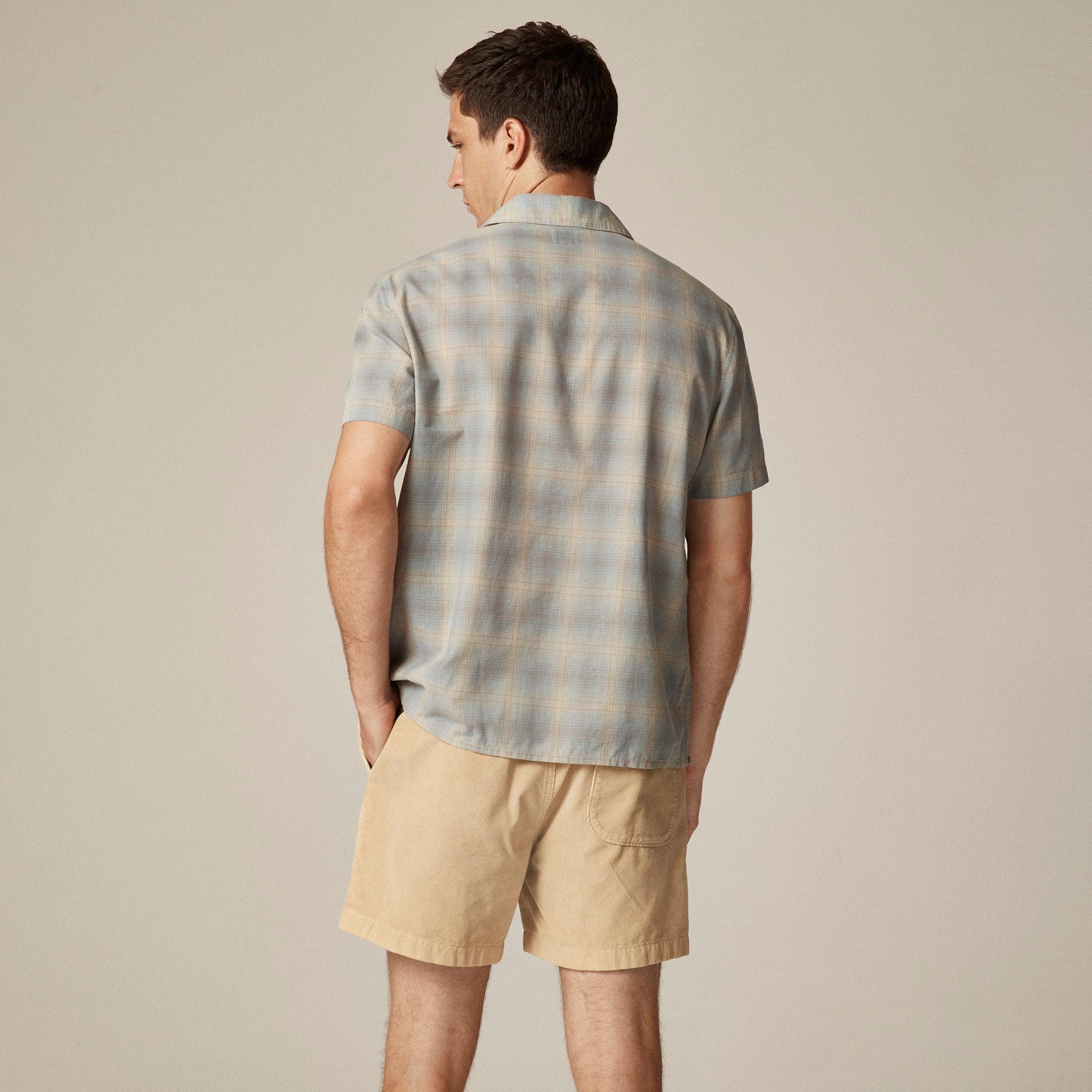 Short-sleeve cotton gauze camp-collar shirt Product Image