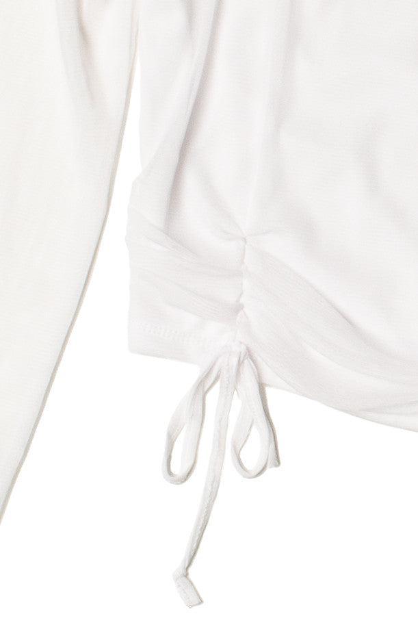 Mesh Ruched Front Long Sleeve Top Product Image