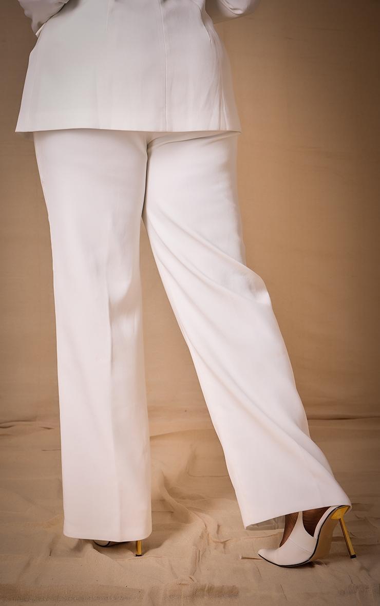 Premium Plus White Woven Pin Tuck Straight Leg Pants Product Image