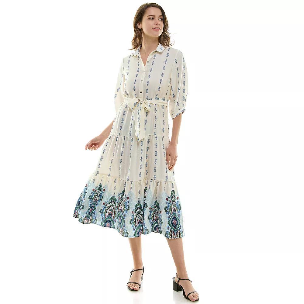 Women's Figueroa & Flower Button Front Belted Maxi Dress,  Product Image