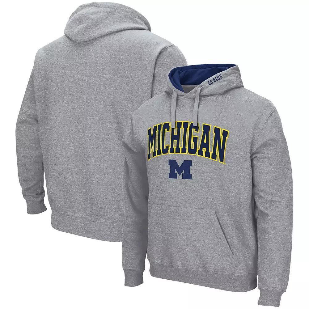Men's Colosseum Heather Gray Michigan Wolverines Arch & Logo 3.0 Pullover Hoodie,  Product Image