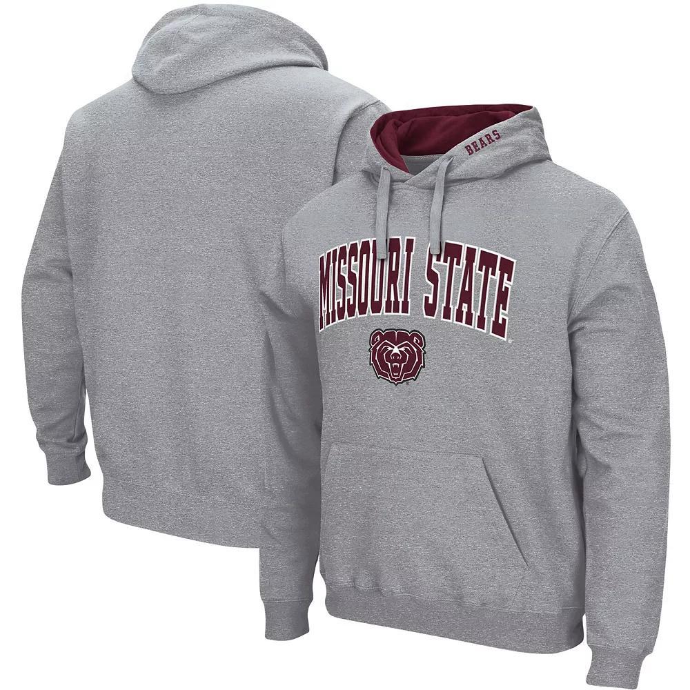Men's Colosseum Heathered Gray Missouri State University Bears Arch and Logo Pullover Hoodie, Size: Small, Mos Grey Product Image