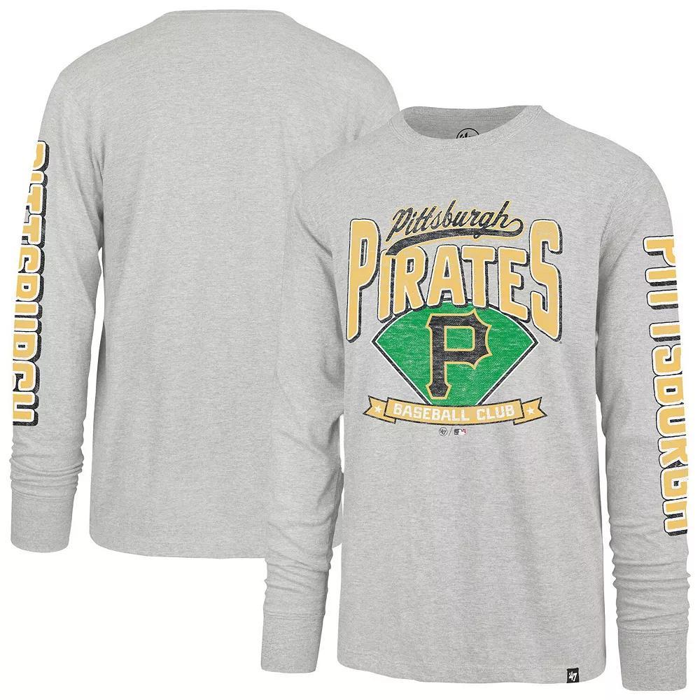 Men's '47 Gray Pittsburgh Pirates Fair Ball Franklin Long Sleeve T-Shirt,  Product Image