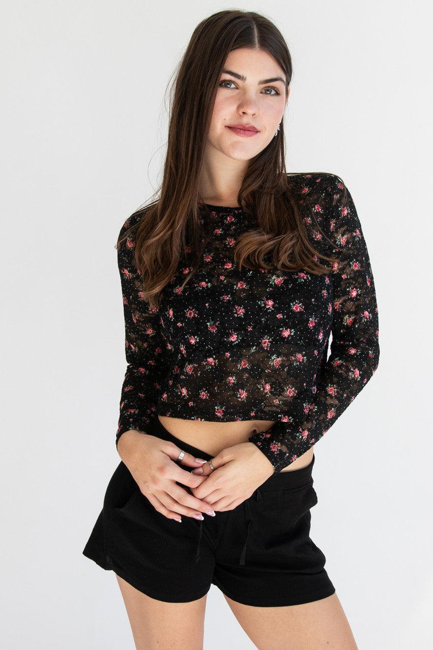 Floral Printed Lace Top Product Image