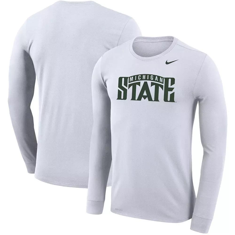 Men's Nike White Michigan State Spartans School Wordmark Logo Performance Legend Long Sleeve T-Shirt, Size: 2XL Product Image