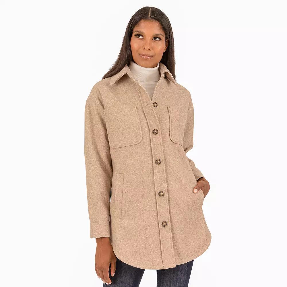 Women's Fleet Street Button Down Midweight Fleece Shirt Jacket, Size: Large, Brown Product Image