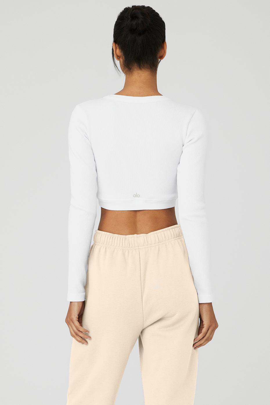 Alo Yoga | Seamless Ribbed Cropped Serene Long Sleeve Top Product Image