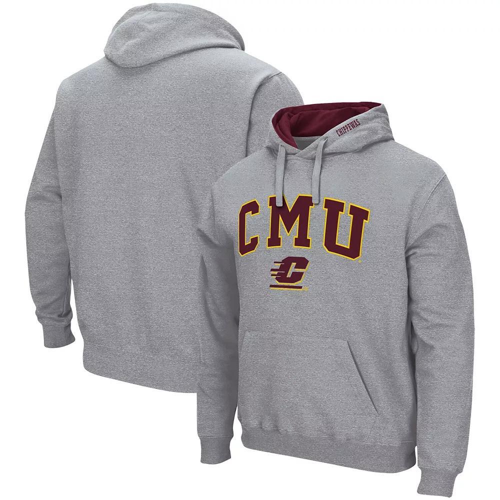 Men's Colosseum Heathered Gray Southern Miss Golden Eagles Arch and Logo Pullover Hoodie,  Product Image