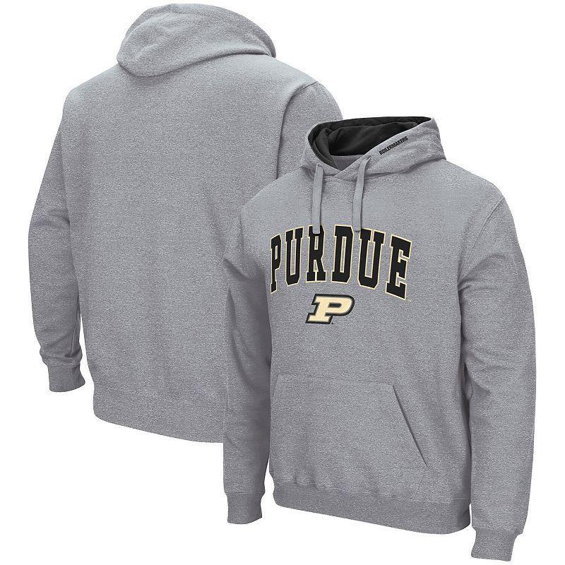 Men's Colosseum Heather Gray Purdue Boilermakers Arch & Logo 3.0 Pullover Hoodie, Size: XL, Grey Product Image