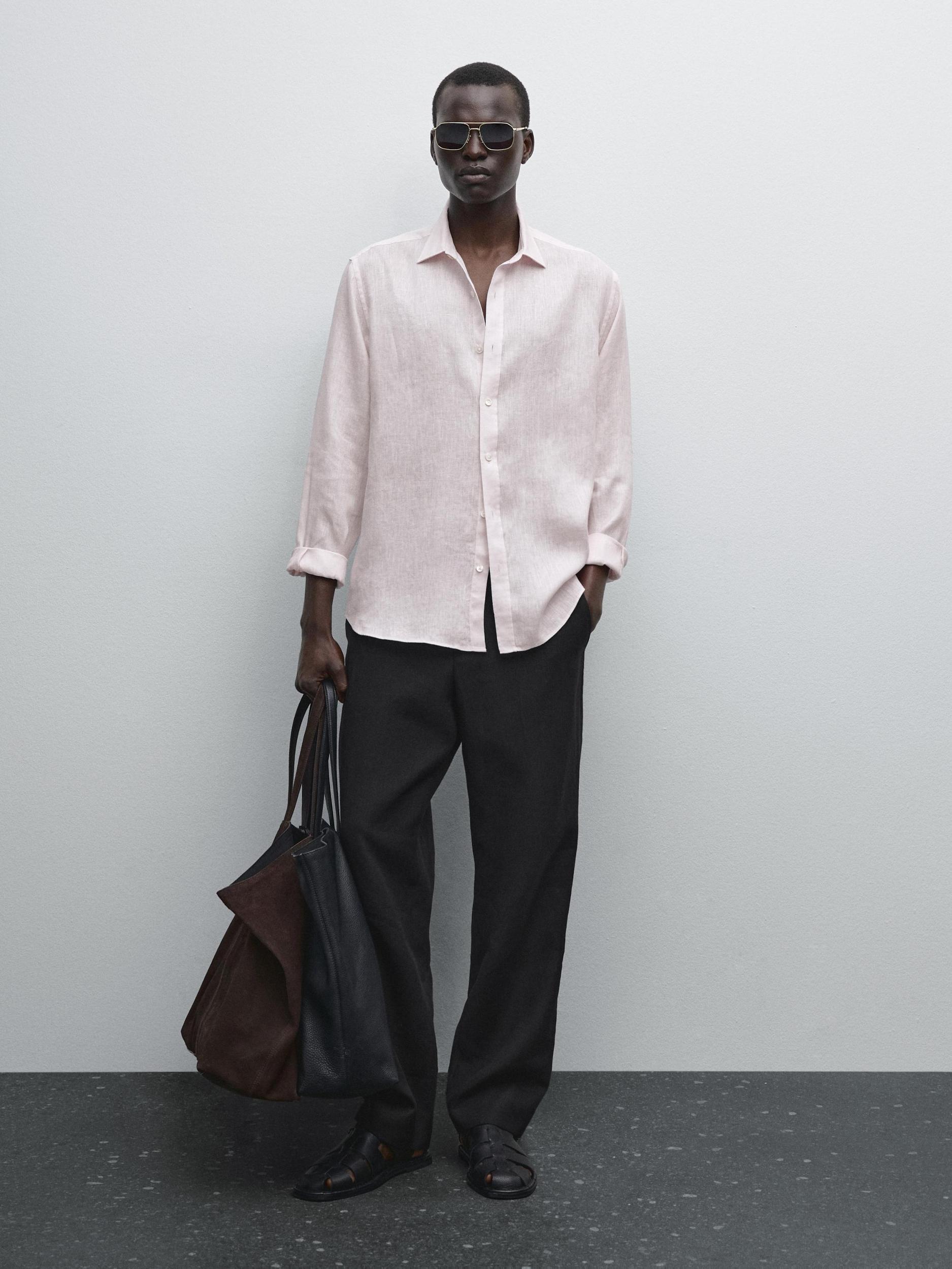 100% linen regular fit shirt Product Image