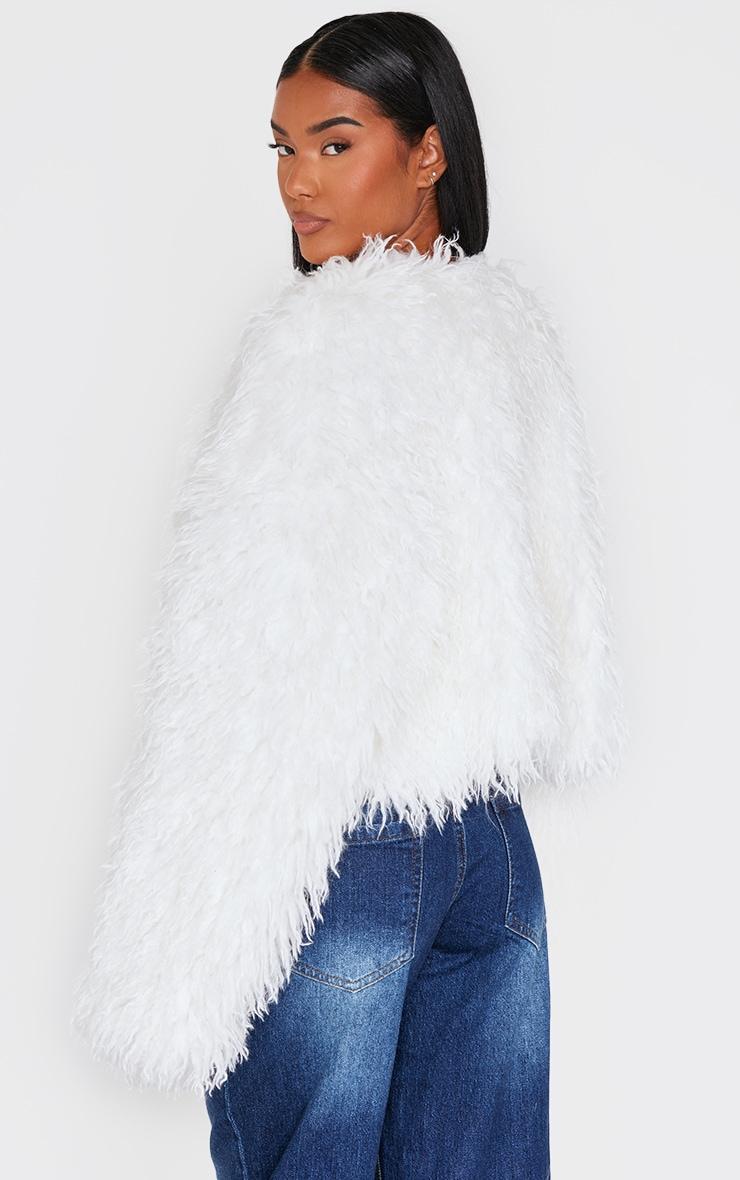  Cream Faux Fur Cropped Coat Product Image