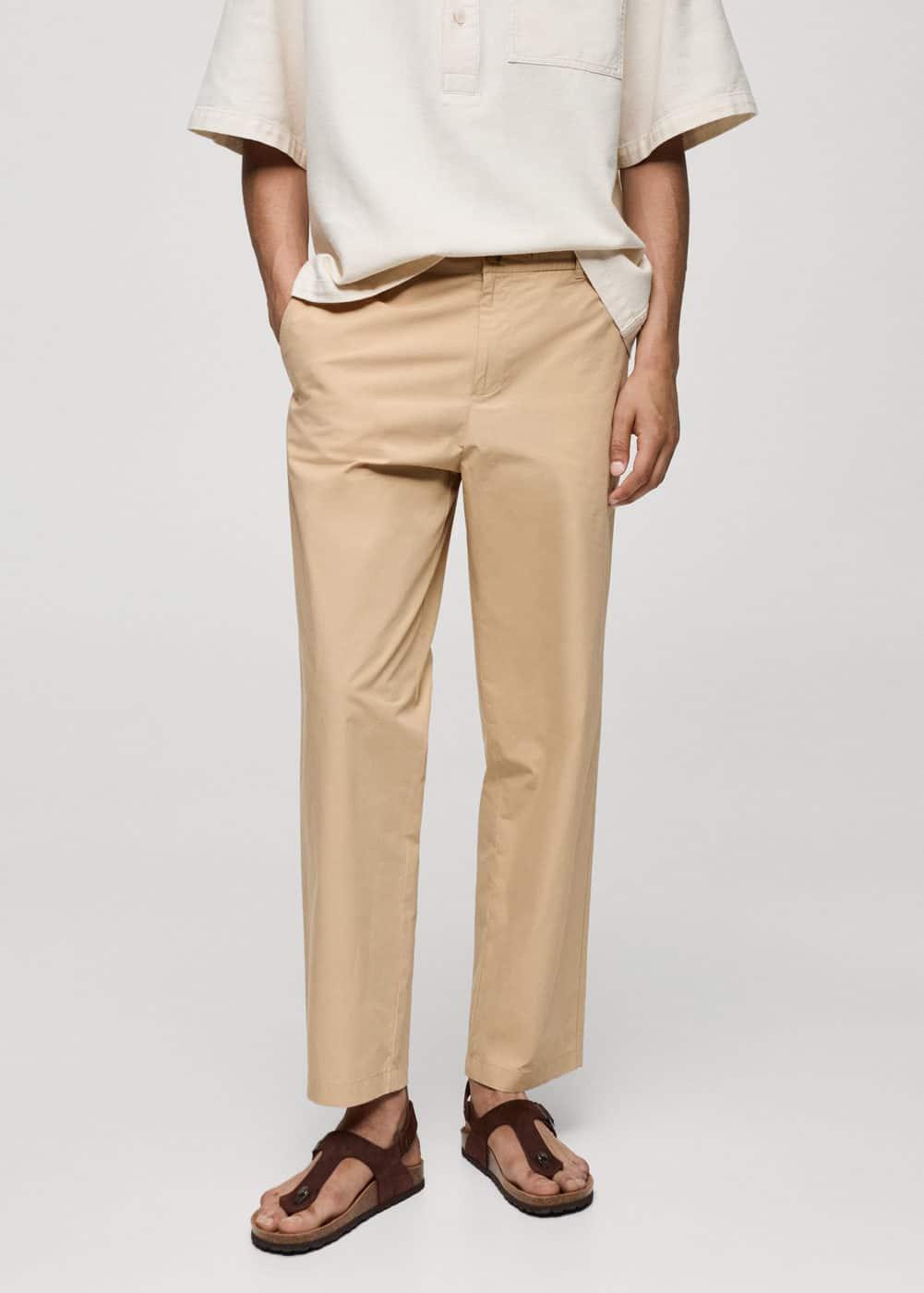 Mango Mens Drawstring Cotton Trousers Product Image