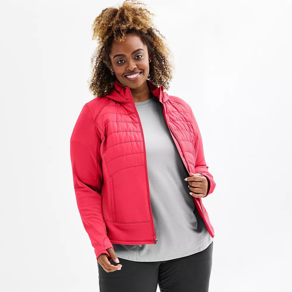 Plus Size Tek Gear® Hooded Mixed-Media Jacket, Women's, Size: 2XL, Surely Red Product Image