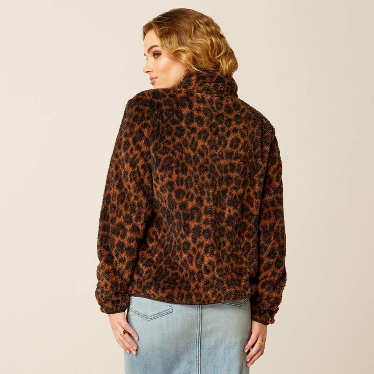 Ariat® Ladies' Lila Leopard Berber Snap Front Sweatshirt Product Image