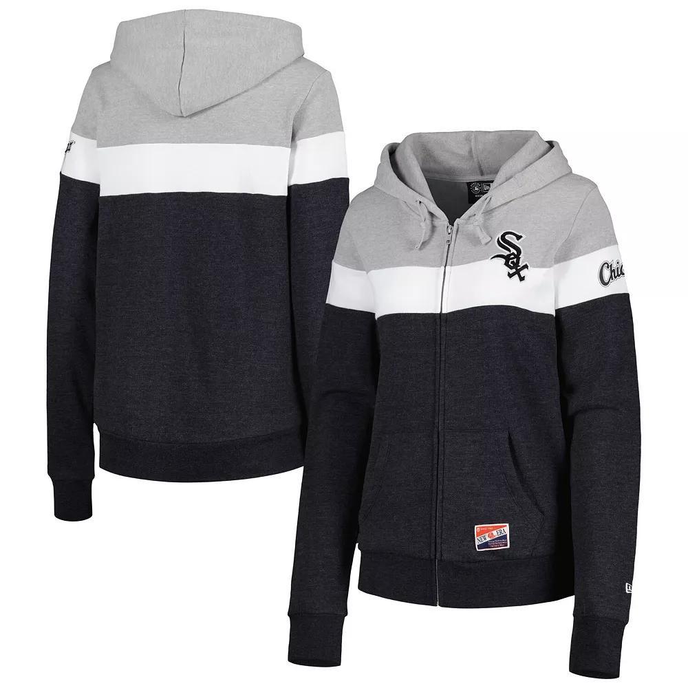 Women's New Era Heather Black Chicago White Sox Colorblock Full-Zip Hoodie Jacket, Size: XS, Charco Product Image