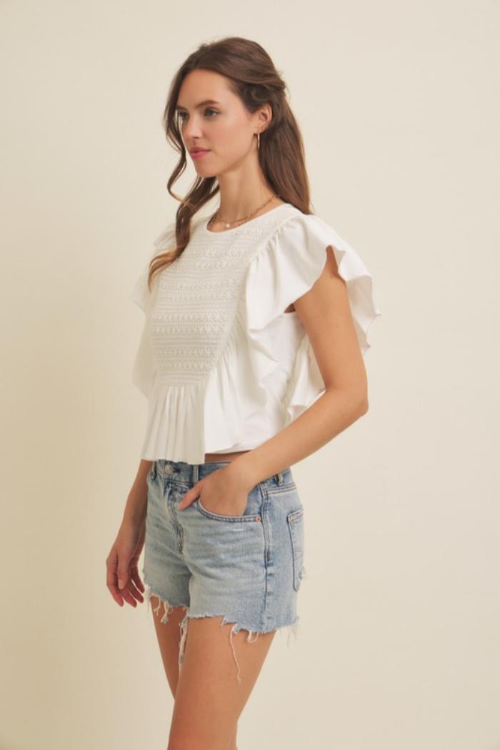 Flutter Slv Smocked Top Product Image