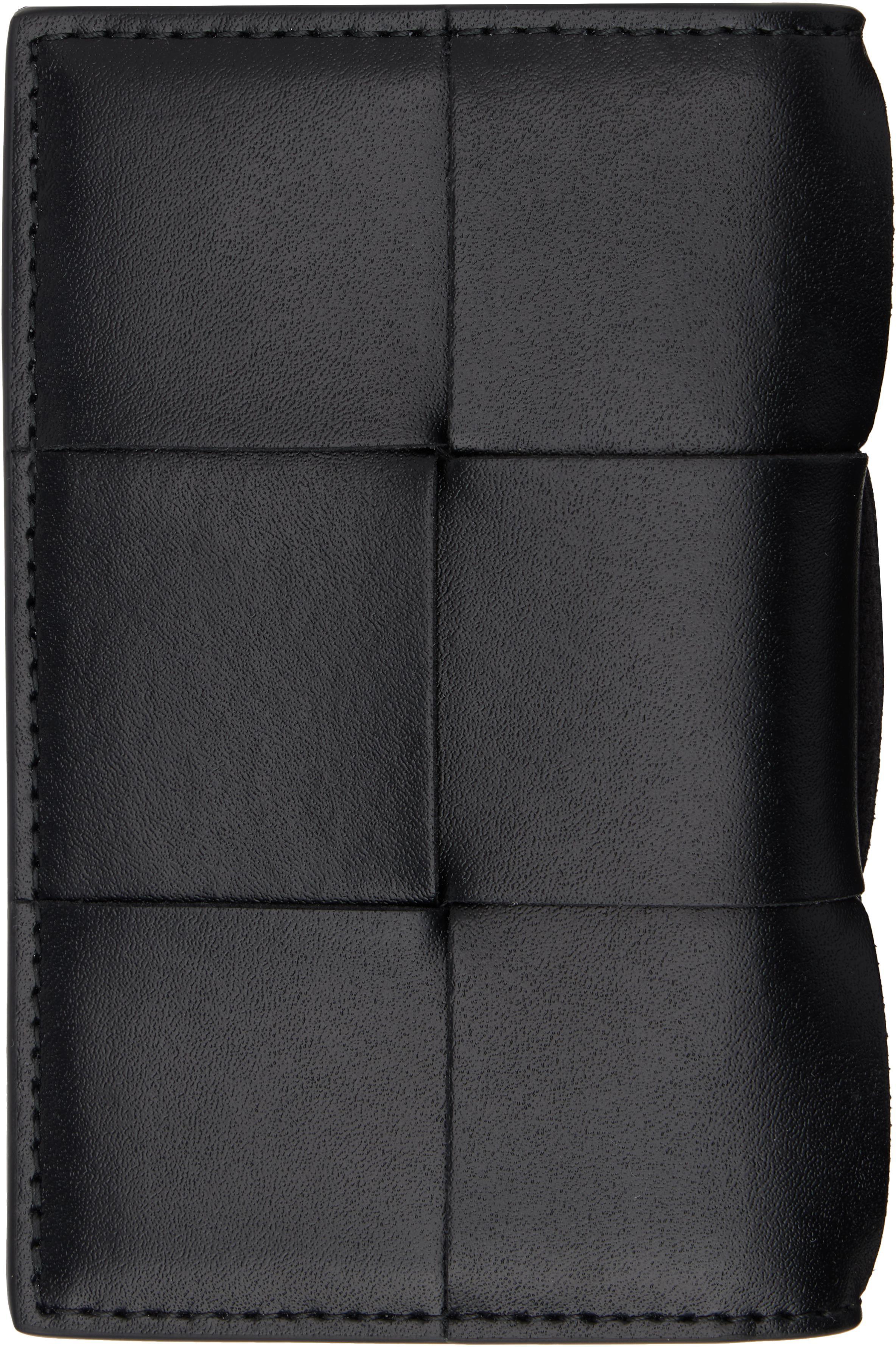 BOTTEGA VENETA Black Cassette Flap Card Holder In 8803 Product Image