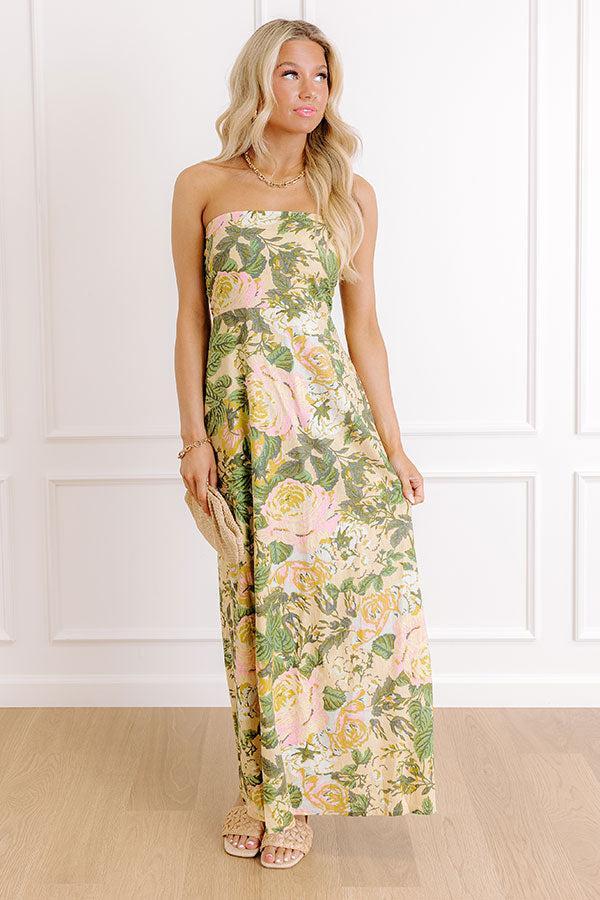 Golden Hour Garden Linen-Blend Midi Dress Product Image