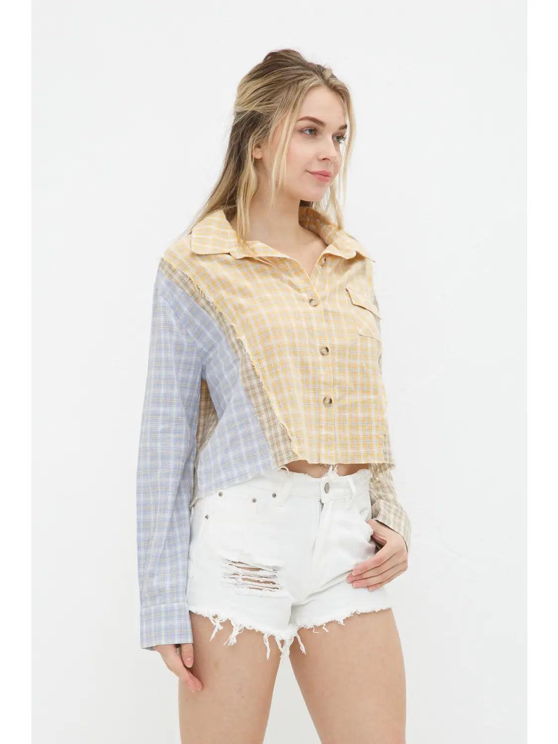 Mixed Plaid Button Up Product Image
