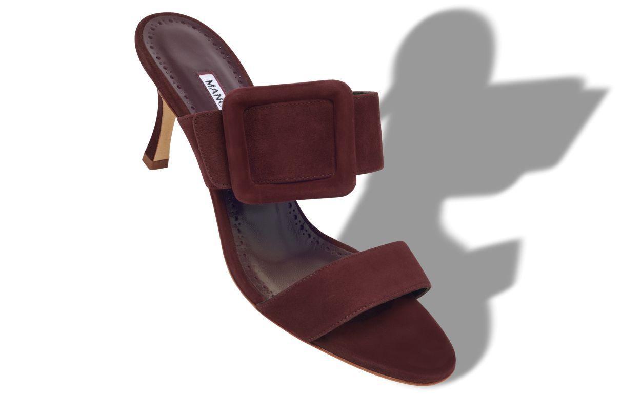 GABLE Dark Red Suede Open Toe Mules Product Image